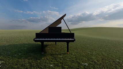 grand piano with nature background © Hirzan