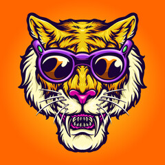 Happy Tiger Summer Vacation Holiday vector Illustrations