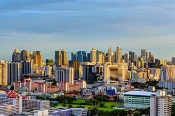Singapore skyline at sunset time.
