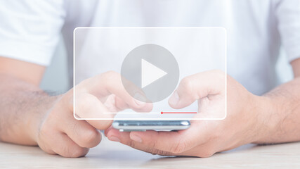 Online movie stream with smartphone.