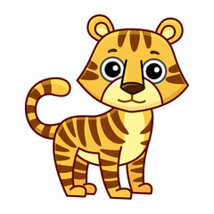 Obraz premium Zoo animal for children coloring book. Funny tiger in a cartoon style. Trace the dots and color the picture