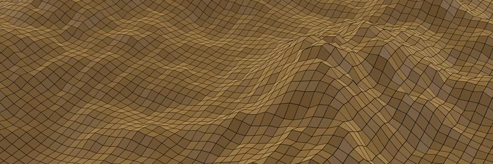 Fotobehang 3D topographic mountain grid. Polygon terrain. © Kavik