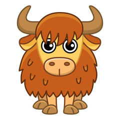 Zoo animal for children coloring book. Funny yak in a cartoon style. Trace the dots and color the picture