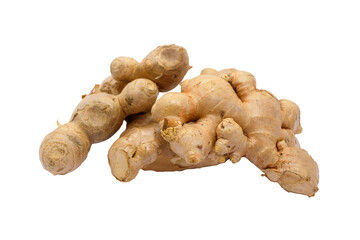 Ginger herbs on white background.