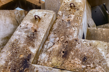 Massive concrete breakwaters to protect the coast from the destructive effects of sea waves.