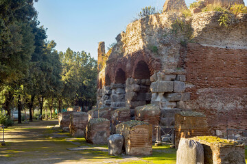 Ruins of the Flavian Amphitheater in Pozzuoli. Is the third largest Roman amphitheater in Italy.