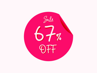 67 percent off sticker, 67% off sale of special offers