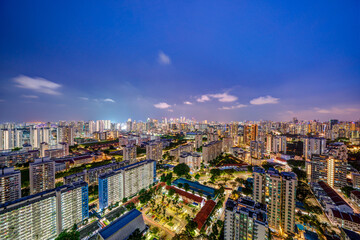 Obraz na płótnie Canvas Singapore skyscrapers at magic hour.