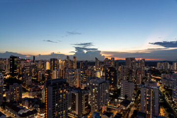 Singapore skyscrapers at magic hour.