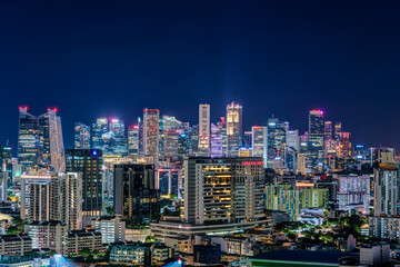 Fototapeta na wymiar Singapore skyscrapers at magic hour.