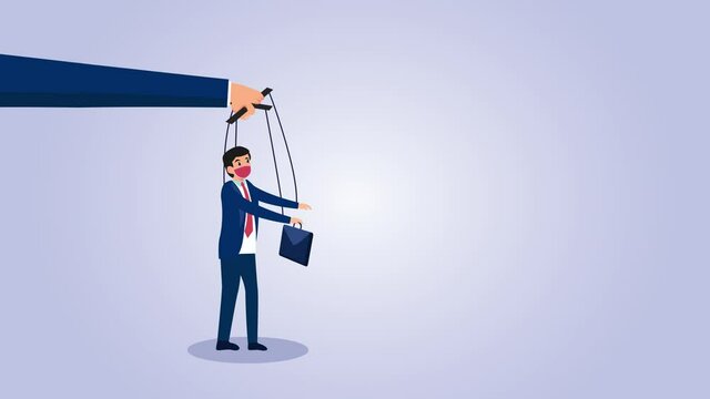 Businessman controlled from above like a puppet