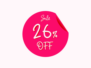 26 percent off sticker, 26% off sale of special offers