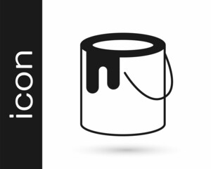 Black Paint bucket icon isolated on white background. Vector