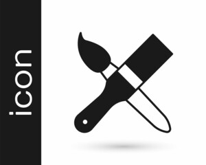 Black Paint brush icon isolated on white background. Vector