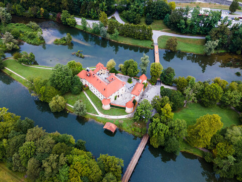 Picturesque Otocec Castle grad in Slovenia on Krka River