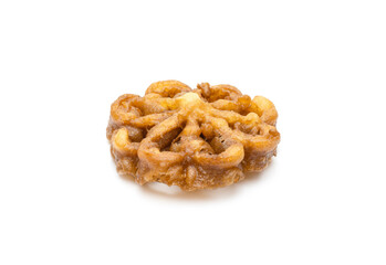 Abstract designed fried sweet oil cake on isolated white background