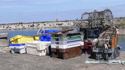 Fototapeta na wymiar Lobster fishing pots in Carnlough Antrim Northern Ireland