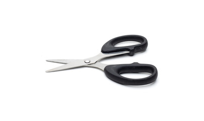 Used black scissors on isolated white background