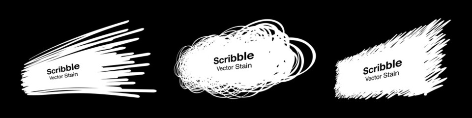 White scratch pen line sketch set. Hand drawn scribble pencil shapes. Sale banner. Brush stroke stain. Vector design elements.