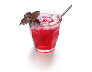 japanese red shiso juice isolated on white background