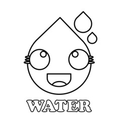 cute water coloring page. kawai style cartoon coloring page for children