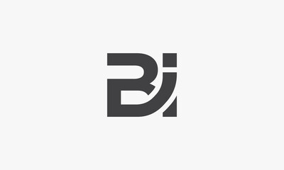 BI letter logo connected concept isolated on white background. - obrazy, fototapety, plakaty