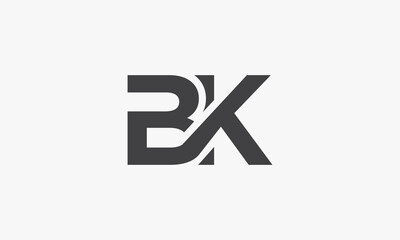 BK letter logo connected concept isolated on white background. - obrazy, fototapety, plakaty