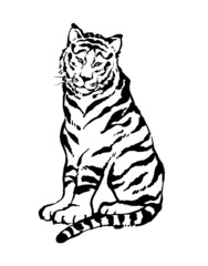 Fototapeta na wymiar イラスト素材　年賀状　水墨画風のかっこいい虎のイラストレーション 
