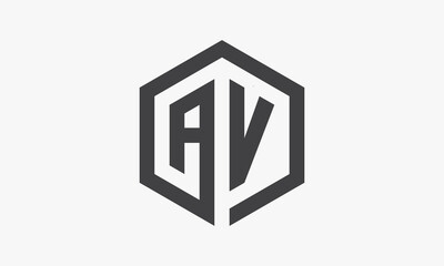 letter AV hexagonal concept isolated on white background.