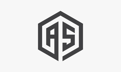 letter AS hexagonal concept isolated on white background.