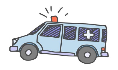 Fototapeta premium ambulance simple drawing car hospital. sketch new