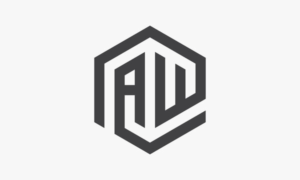 letter AW hexagonal concept isolated on white background.