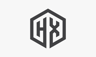 HX hexagon letter logo isolated on white background.