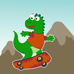 Cute cartoon character bear skater. Vector print with cute bear on a skateboard. Can be used for t-shirt print, kids wear fashion design, fabric textile, nursery wallpaper and other decoration.