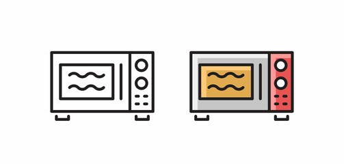 Microwave oven - linear icon. Kitchen household. Simple line vector symbol.
