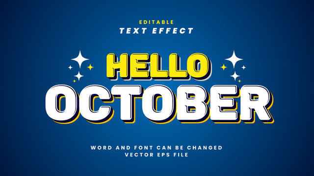 Hello October editable text effect 3d style