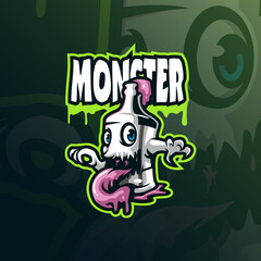 monster mascot logo design vector with modern illustration concept style for badge, emblem and t shirt printing. smart monster illustration.