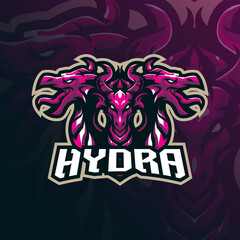 hydra mascot logo design vector with modern illustration concept style for badge, emblem and t shirt printing. angry hydra illustration for sport team. - obrazy, fototapety, plakaty