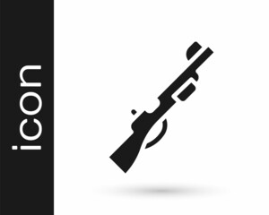 Black Hunting gun icon isolated on white background. Hunting shotgun. Vector