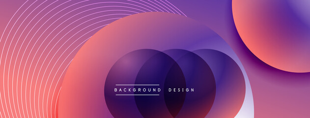 Gradient circles with shadows. Vector techno abstract background. Modern overlapping forms wallpaper background, design template