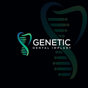 genetic dental implant logo, abstract tooth with dna vector