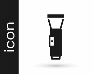 Black Flashlight icon isolated on white background. Vector