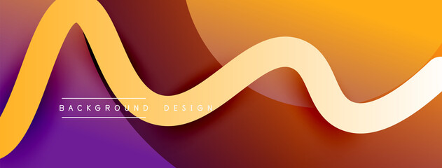 Abstract gradient background with wave line with shadow effect. Geometric composition. 3D shadow effects and fluid gradients