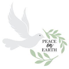 Peace on Earth, Elegant line dove bird. Vector illustration art.