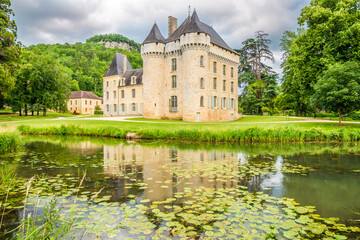 View at the Campagne Castle in Dordogne Valley - France