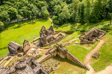 View from above at the Ruins of Commarque Castle - France