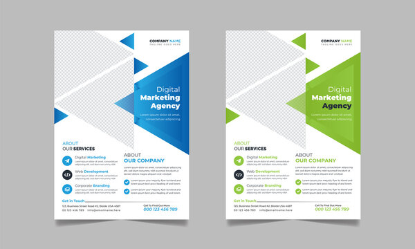 Corporate business marketing flyer, cover modern layout, annual report in A4