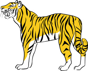 Vector illustration of a sideways tiger, Japanese Zodiac