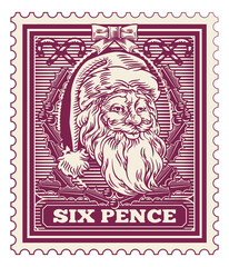 Obraz premium Santa Claus Christmas Postage Letter Post Stamp
