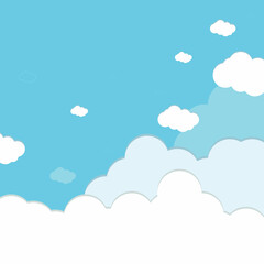 Blue cloudy sky. White clouds against the blue sky. Vector illustration
